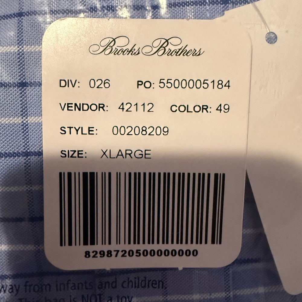 Brooks Brothers Men's Blue Tattersall Dress Shirt - Size XL - Traditional Fit - Picture 4 of 4